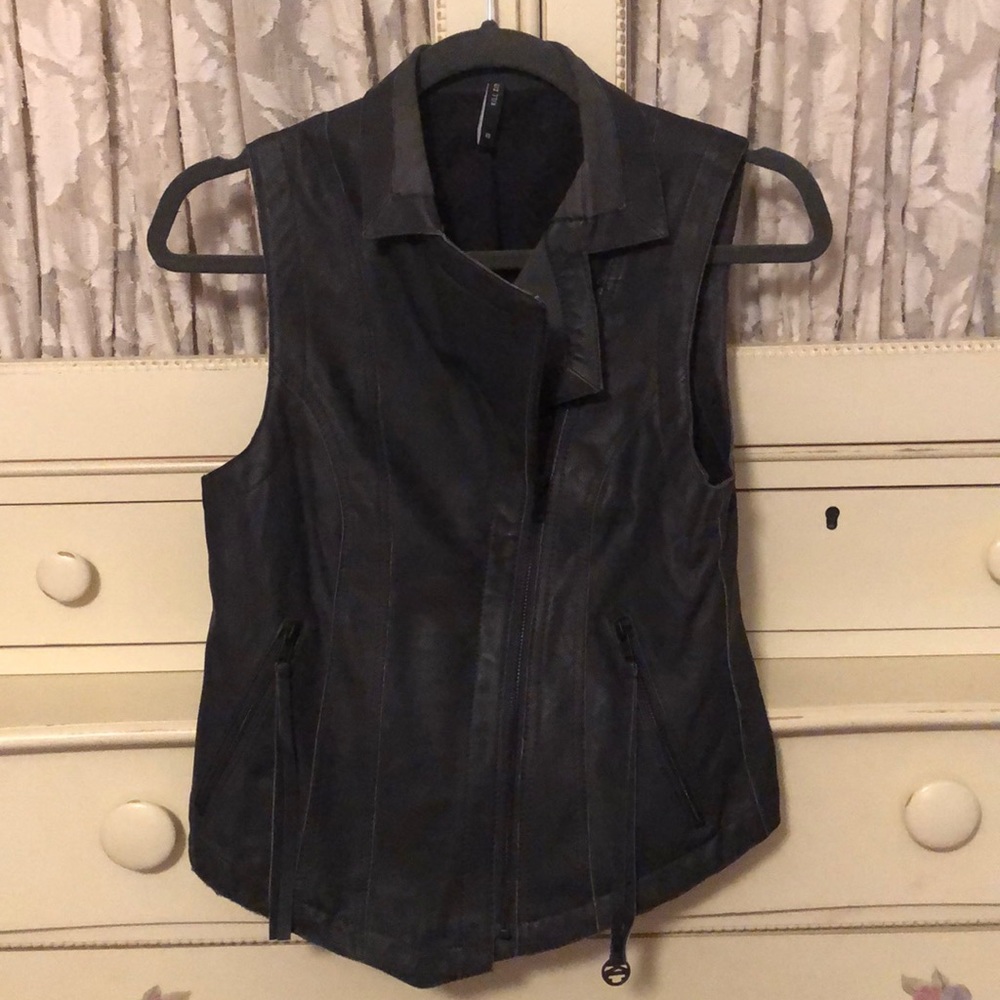 Dark Grey/Charcoal Genuine Leather Vest